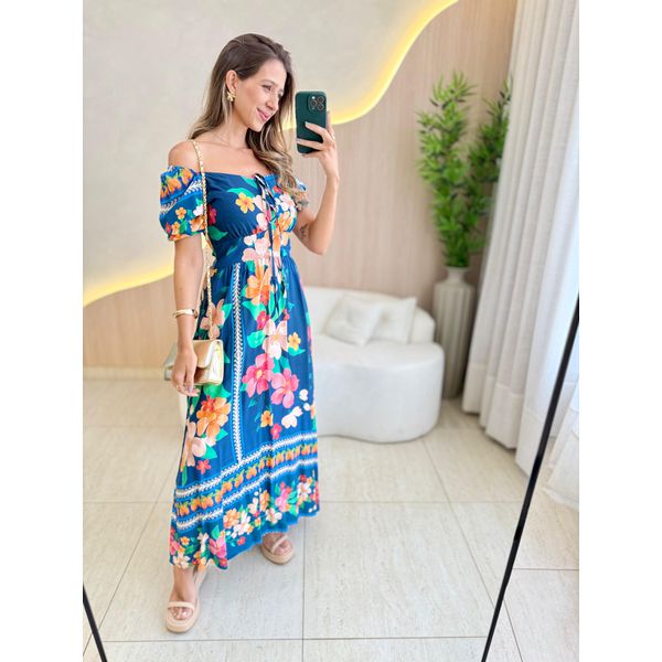 VESTIDO MIDI LORENA AZUL