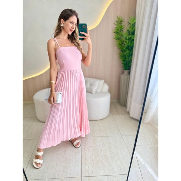 VESTIDO MIDI GEISA ROSA BEBE