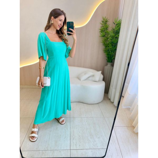 VESTIDO MIDI ANGELA VERDE AGUA