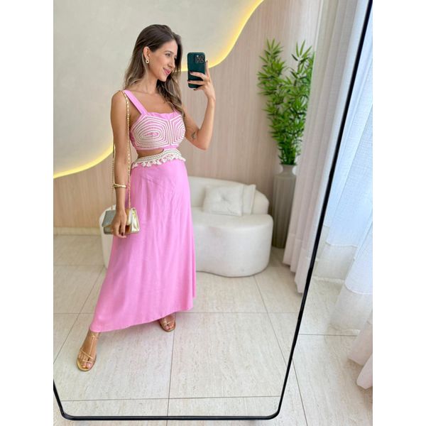 VESTIDO MIDI JAMILE ROSA
