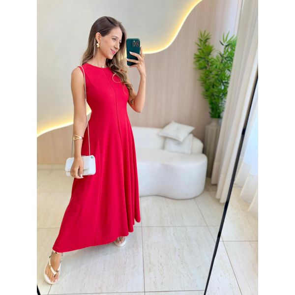 VESTIDO YASMIN CANELADO VERMELHO