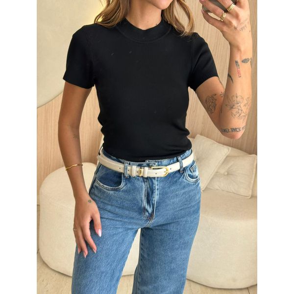 BLUSA MANGA CURTA MARGARIDA PRETO