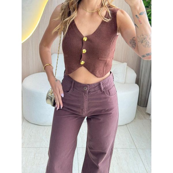 BLUSA CROPPED LILIAN MARROM