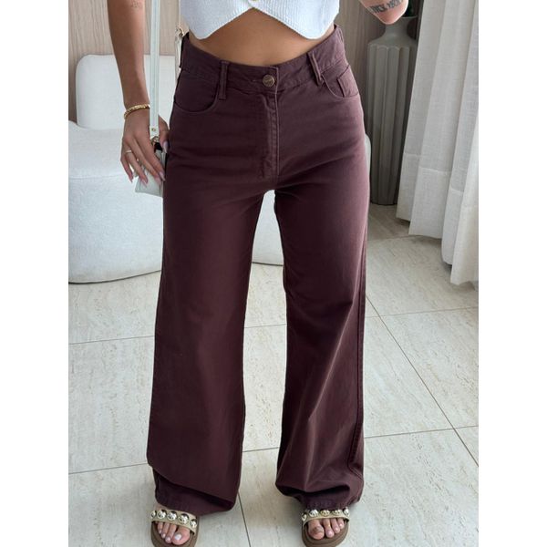 CALÇA WIDE LEG GABRIELA MARROM
