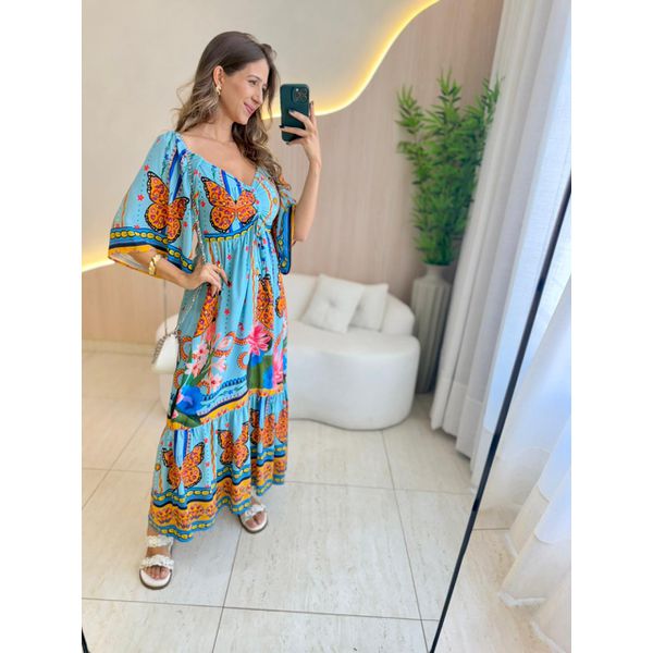 VESTIDO LONGO GIOVANA AZUL