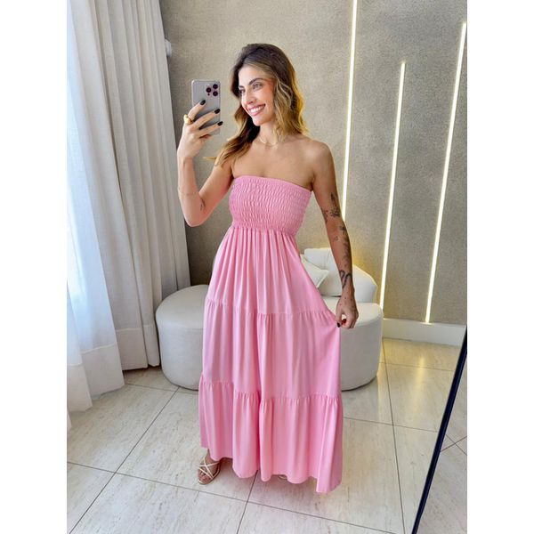 VESTIDO MIDI ANALU ROSA