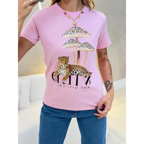 BLUSA T-SHIRT ONÇA ROSA