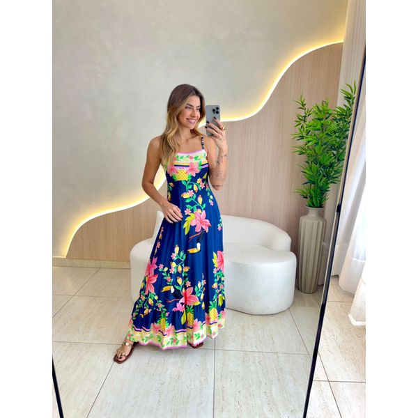 VESTIDO MIDI LAVINIA AZUL MARINHO
