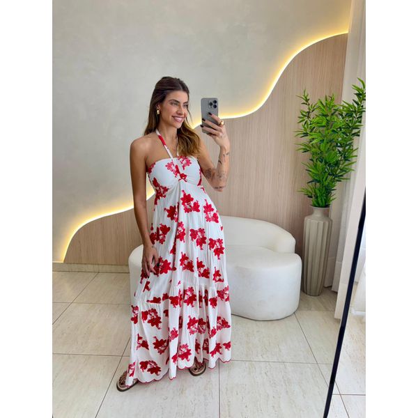 VESTIDO LONGO ISAMARA OFF/VERMELHO