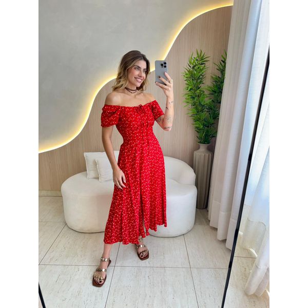 VESTIDO MIDI VIOLETA VERMELHO/ OFF