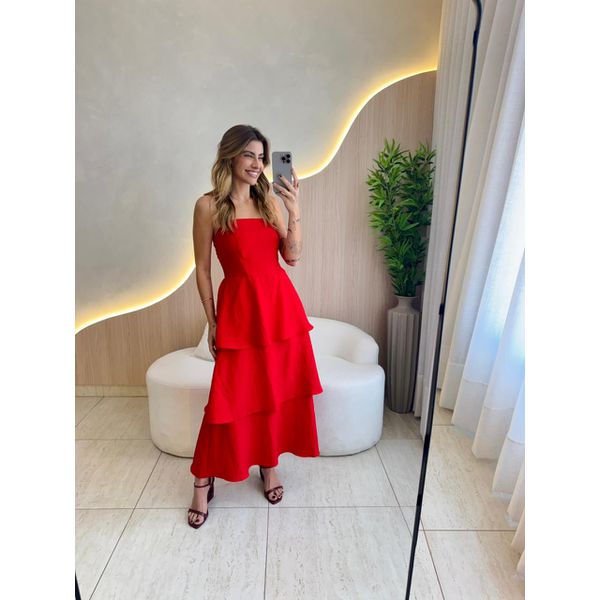 VESTIDO MIDI JULY VERMELHO
