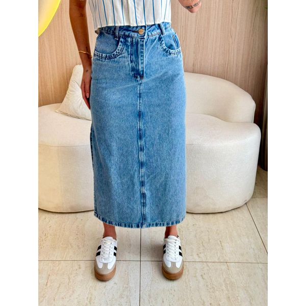 SAIA FENDA DUPLA JEANS JEANS