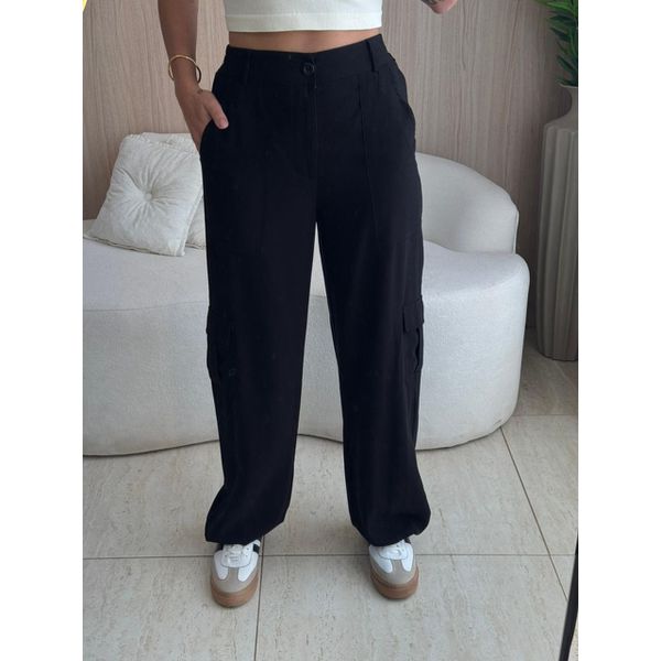 CALÇA PANTALONA CARGO PRETO