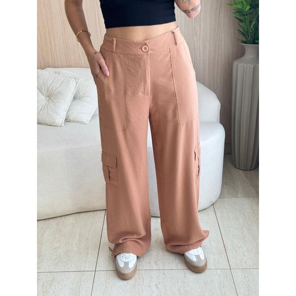 CALÇA PANTALONA CARGO MARROM