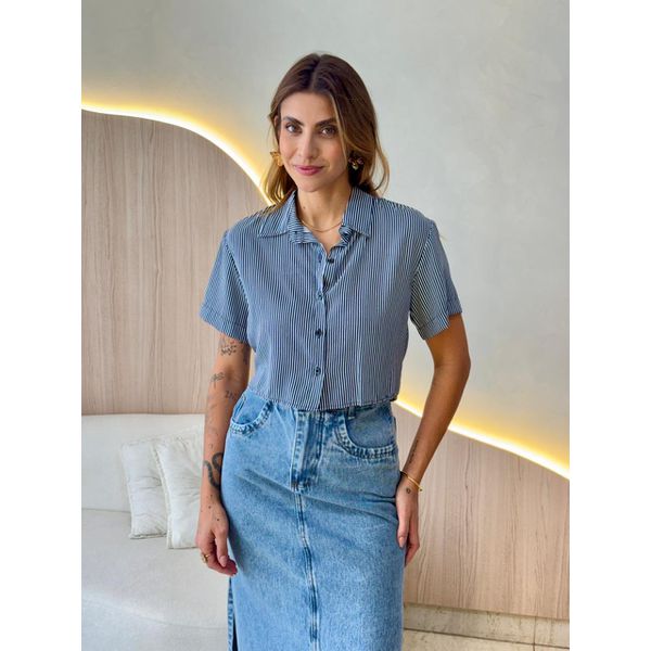 BLUSA CROPPED MAYA AZUL MARINHO