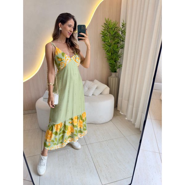VESTIDO MIDI ANA LAURA VERDE