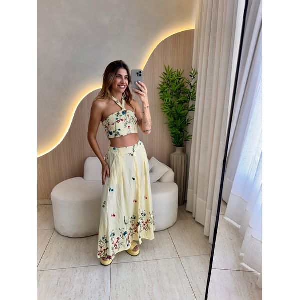 CONJUNTO SAIA MICAELA AMARELO BORDADO