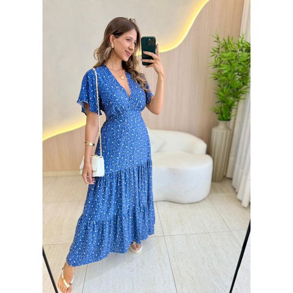 VESTIDO VALENTINA MANGA CURTA AZUL