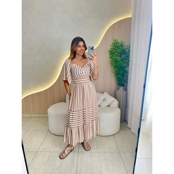 VESTIDO MIDI MILENY CARAMELO