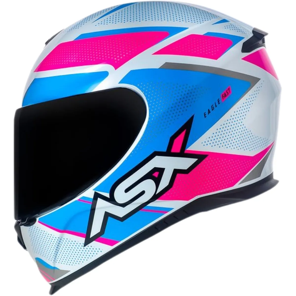 Capacete Asx Eagle Fast - Branco Rosa Azul