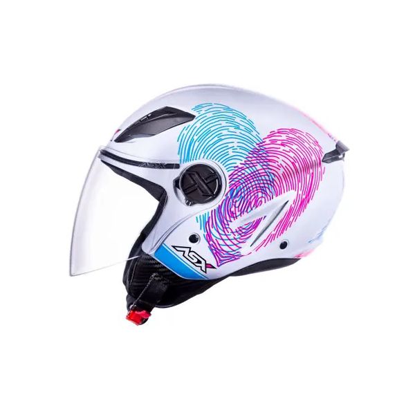 Capacete Asx City Air Passion Brilho Branco/Rosa/Azul