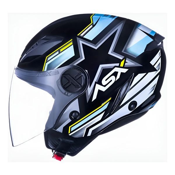 Capacete Asx City Air Pilot - Preto/Azul/Amarelo