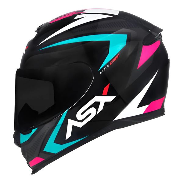 Capacete Asx Eagle Street - Preto/Tiffany/Rosa