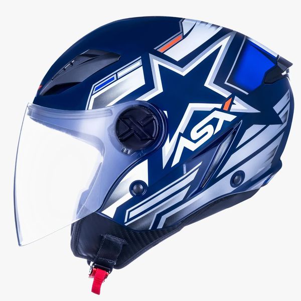 Capacete Asx City Air Pilot - Azul/Branco/Vermelho