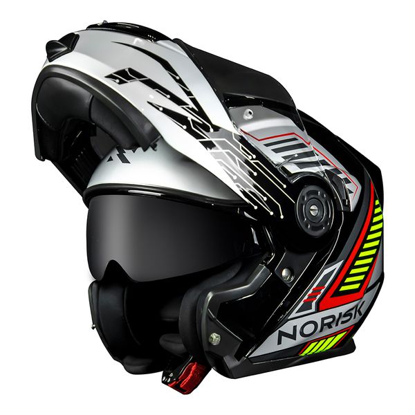 Capacete Norisk Ff345 Route Charge Preto Prata e Vermelho | Moto One