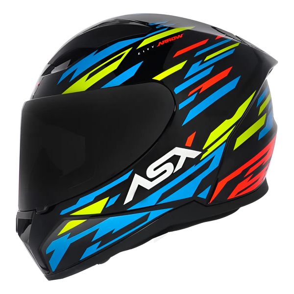 Capacete Asx City Arrow - Preto/Azul/Amarelo