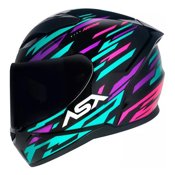 Capacete Asx City Arrow - Preto/Tiffany/Roxo