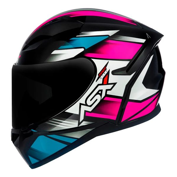 Capacete Asx City Start - Preto/Turquesa/Rosa