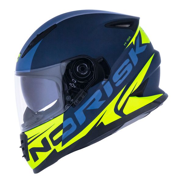 Capacete Norisk Ff302 Soul Manty - Azul Amarelo (Viseira Solar)
