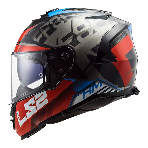 Capacete LS2 FF800 Storm Sprinter - Preto Vermelho Titanium Azul