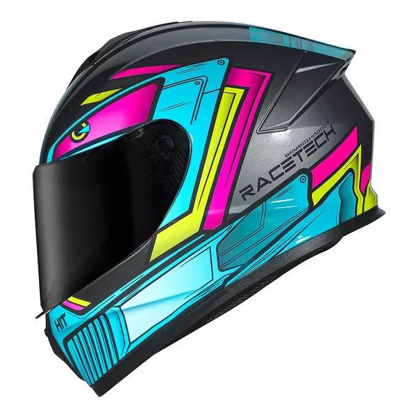 Capacete Race Tech Hit Android - Cinza/Rosa
