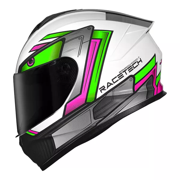 Capacete Race Tech Hit Android - Branco/Verde