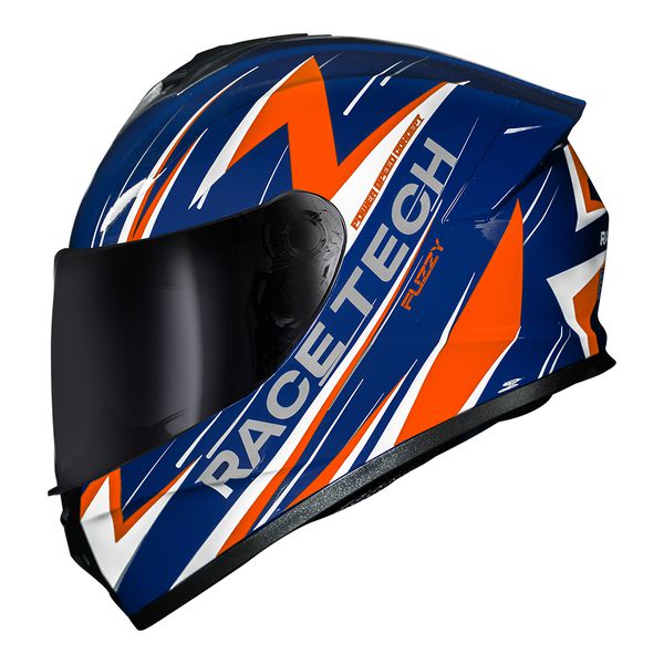 Capacete Race Tech Hit Fuzzy - Azul/Laranja