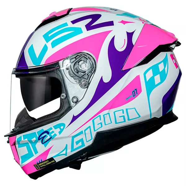 Capacete Ls2 Ff808 Stream II Race - Branco/Roxo