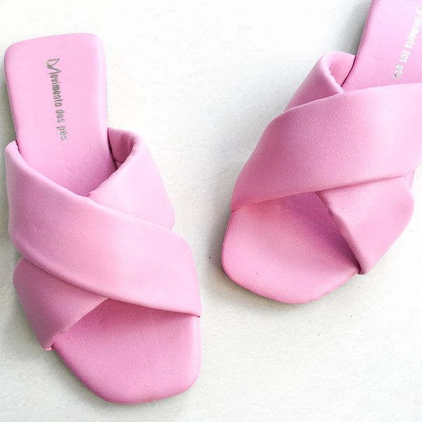 Sand lia Rasteira Cruzada Confort Rosa AMARI SHOES