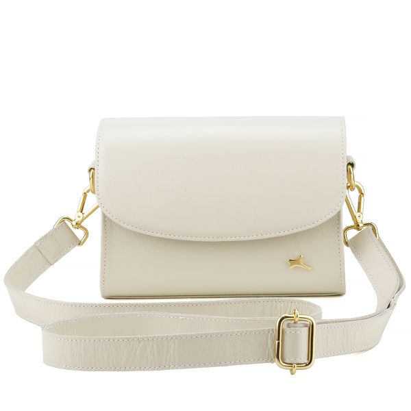 Bolsa Stella Tiracolo Mr. Gutt em Couro Legítimo Off White - Ref-B815-Off White