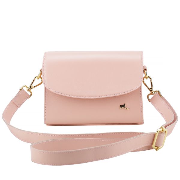 Bolsa Stella Tiracolo Mr. Gutt em Couro Legítimo Rose - Ref-B815-Rose