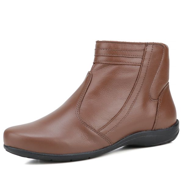 Bota Rasteira De Couro Cano Curto Preto - Ref. 1803 Marrom