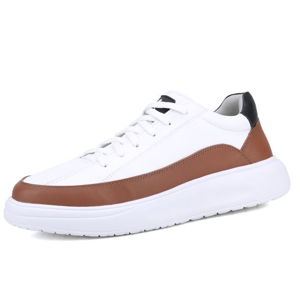 Tênis Titanium Casual Masculino Mr Gutt em Couro - Ref. 601Branco/Marrom