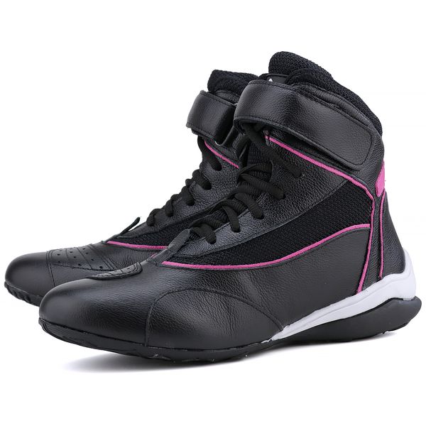 Bota Feminina De Treino Mr. Gutt em Couro Legítimo - Ref. 005 Preto/Rosa