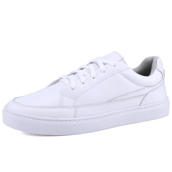 Tênis Action Casual Masculino Mr Gutt em Couro - Ref. 2001 Branco/Branco
