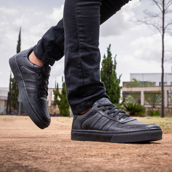 Sapato Casual Sapatenis De Couro Preto Couro Legítimo Tenis Casual