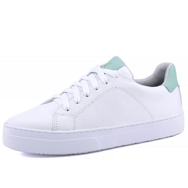 Tênis Sophia Casual Feminino em Couro Mr Gutt - Ref. 2401 Branco/Verde