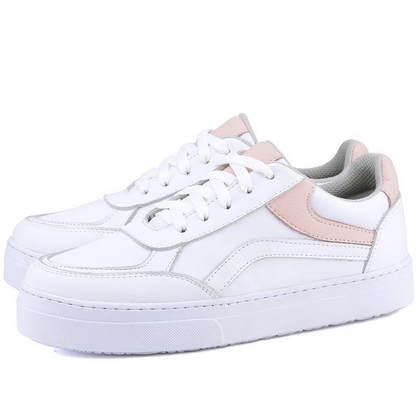 Tênis Pietra Casual Feminino em Couro Mr Gutt - Ref. 2601 Branco/Nude outlet da black 2024
