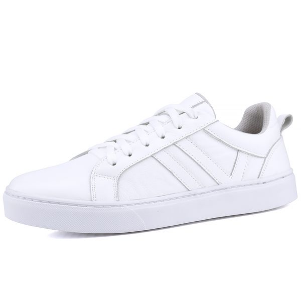 Tênis Denali Casual Masculino em Couro Mr Gutt Branco - Ref. V6m Branco/Branco
