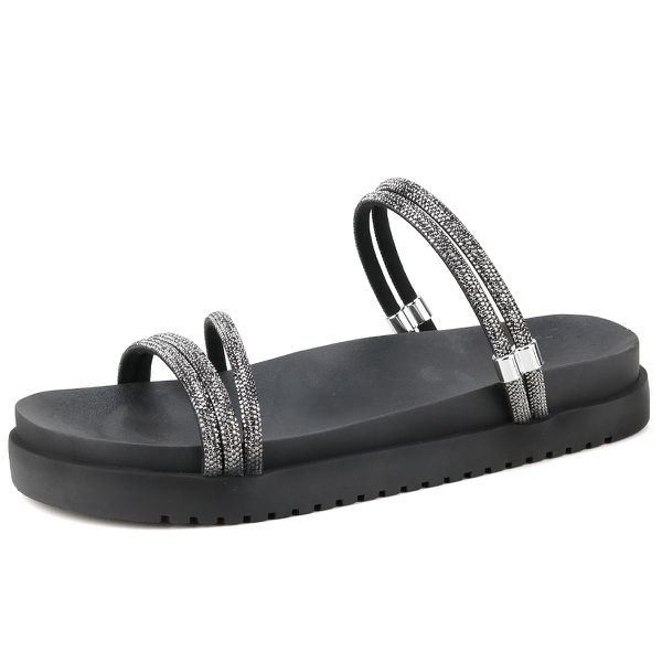 Sandalia Papete Mr. Gutt Strass Preto